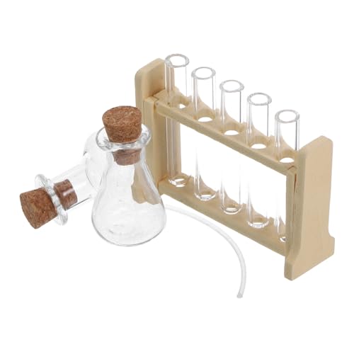 INOOMP 1 Satz für Wissenschaftsexperiment prüfen Miniatur klein Röhren Rohrgestell Reagenzglas Wissenschaftslabor Experimentierspielzeug Mikroröhre Holz Khaki von INOOMP