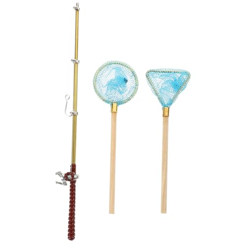 INOOMP 1 Set Angelrute Puppenhaus Dekoration Puppenhaus Miniatur Angelrute Mini Angelrute Kleine Fischernetze Angelspielzeug Fischernetz Modell Puppenhaus Schmuck Sky von INOOMP