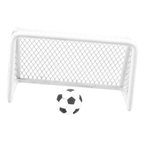 INOOMP 1 Set Fußballtor Fußballtore Miniatur Fußball Puppenhaus Puppenhaus Fußballnetz Mini Puppendekor Mini Fußball Lebensechter Mini Fußball Winzige Bälle Weißes Eisen von INOOMP