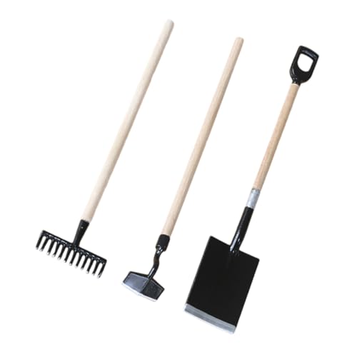INOOMP 1 Set Mini Hausbedarfsmodelle Kinderwerkzeuge Puppenhauszubehör Puppenhaus Gartenwerkzeug Mini Gartenszenen Puppenhauszubehör Puppenhaus Spatenhacke Schwarze von INOOMP