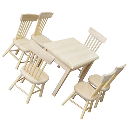 INOOMP 1 Set Mini Möbel Puppenhaus Zubehör Puppenhaus Möbel Puppenhaus Möbel Miniatur Tisch Mini Stühle Winzige Möbel Miniatur Möbel Miniatur Stühle Mini Tisch Holz von INOOMP