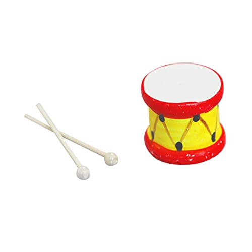 INOOMP 1 Set Miniatur Trommelmodell Puppenhaus Mini Trommel Schmücken Mini Trommel Mit Trommelstock Trommelmodell Trommeldekormodell Mini Trommelmodell Mini Trommeldekor Mini von INOOMP