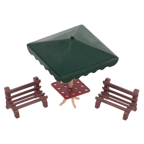 INOOMP 1 Set Miniaturmöbel Realistische Parkbank Modell Sandtisch Tragbarer Garten Landschaftsdekoration Mini Puppenhaus Regenschirm von INOOMP