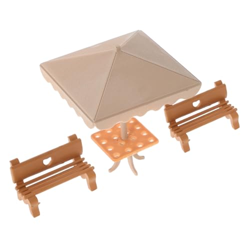 INOOMP 1 Set Miniaturmöbel Realistische Parkbank Modell Sandtisch Tragbarer Garten Landschaftsdekoration Mini Puppenhaus Regenschirm von INOOMP