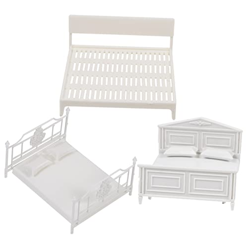 INOOMP 1 Set Modellbett Mini Hauszubehör Mini Schlafzimmermöbel Bett Modellbett Mini Simulationsmöbel Desktop Mini Möbel Mini Spielzeugbett Miniatur Hauszubehör Weißes Abs von INOOMP