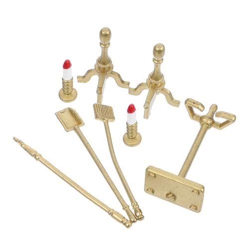 INOOMP 1 Set Puppenhaus Miniatur Kamin Szene Modell Zubehör 112 Puppenhaus Mini Möbel Dekorationen Mit Feuer Werkzeuge Schaufel Kerzenhalter Ständer von INOOMP