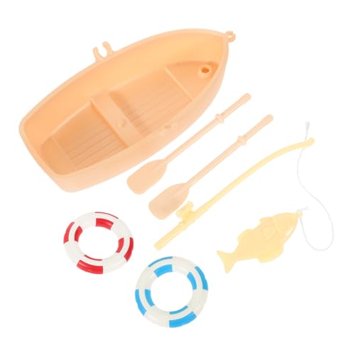 INOOMP 1 Set Simuliertes Fischerbootmodell Realistisches Puppen Fischerboot Kit Kinderboot Poolspielzeug Puppenhaus Miniatur Schwimmringe Kleines Puppenhaus Ruderboot Boot von INOOMP
