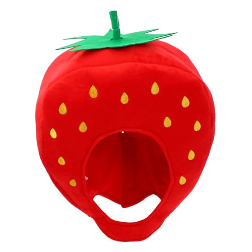 INOOMP 1 Stück Erdbeerhaube Mini Süße Plüschmütze Neuheit Karnevalshüte Erdbeerdekor Vati Erdbeer-kostümhut Obst Stroh Lustige Hüte Mädchen Erdbeer-dressing Rot Zusammengesetzter Schwamm von INOOMP