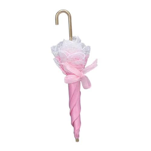 INOOMP 1 Stück Pink Regenschirmmodell Mini-Ornament Mini-Dekoration Fotodekoration Miniatur-Regenschirm Mini -Regenschirm Puppenhausangebot Legierung Rosa von INOOMP