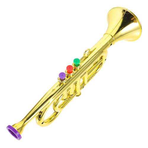 INOOMP 1 Stück Trompetenspielzeug Mit DREI Tönen Anfänger Früh Horn Kleinkind Requisiten Lehrreich Junior-trompete Musical Kleine Trompete Nachahmung Trompete Für Jr Golden Überzug von INOOMP