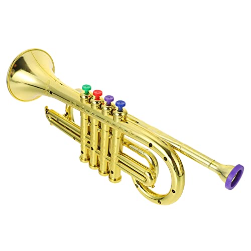 INOOMP 1 Stück Vierfarbige kleine Spielsachen Windinstrument Musikinstrumente für Kleinkinder Trompeten -Trompete Trompetenkinder ABS-Kunststoff Golden von INOOMP