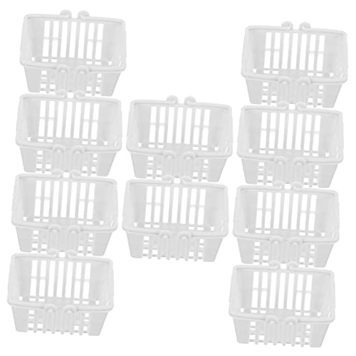 INOOMP 10 STK. Zubehör für Puppenhäuser klein winziger Miniaturkorb Einkaufskorb Mini-Einkaufskorb für Toy Grocery Korb Puppenhaus-Mini-Korb Plastik Weiß von INOOMP