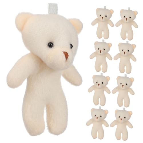 INOOMP 10 Stück Bärenanhänger Puppe Schlüsselbär Gegliedert Mädchen Plüschtiere Kleine Bären Figur Mini Bären Massenware Babys Stoff Mini Plüschbär Plüschbärkopf von INOOMP