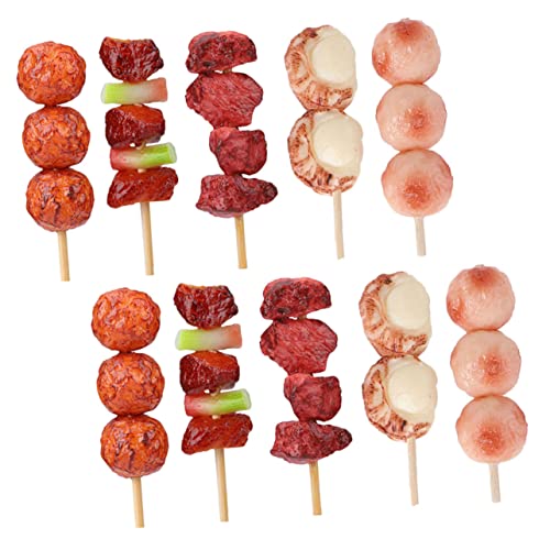 INOOMP 10 Stück Barbecue -Spießspielzeuge Simulationsspielzeug lebensechtes Kunstfleischmodell Küche Food-Modell Stellen Grillspielzeug vor Küchenrequisite Grillspielzeug-Essen PVC von INOOMP