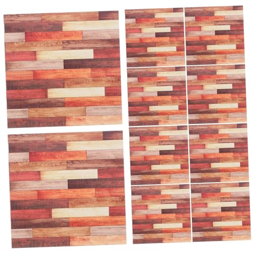 INOOMP 10 Stück Bodenschablonenfliese Aufkleber Laminatboden Weiß Ästhetik der Raumdekoration Kindergarten Puppenhaus Boden Mini- -DIY-Bodenpapier PVC Brown von INOOMP