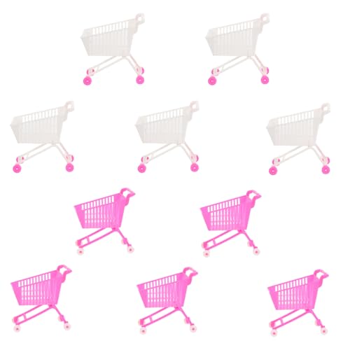 INOOMP 10 Stück Einkaufswagenmodell Miniaturspielzeug Mini- Kinderspielzeug Auto zarter Mini-Einkaufswagen Mini-Supermarkt-Handwagen Plastik von INOOMP