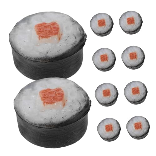 INOOMP 10 Stück Gefälschte Sushi Simulierte Onigiri Lebensechte Lebensmittel Modell Miniatur Reisrolle Künstliche Japanische Küche Requisiten Für Puppenhaus Home Display Fotografie von INOOMP