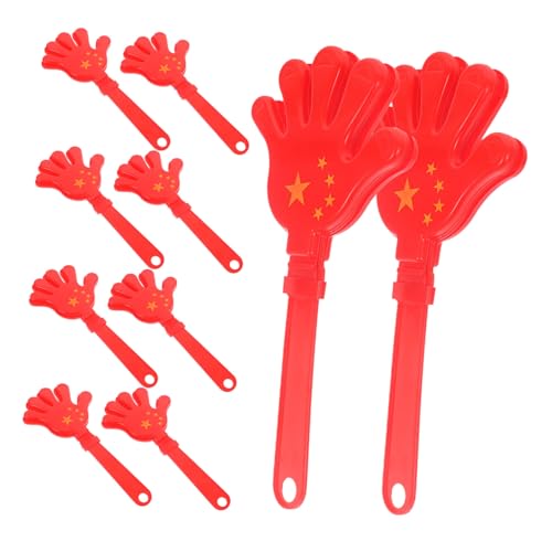 INOOMP 10 Stück Handklatscher in Rot mit Fünf Sterne Flagge Leichte als Krachmacher Sichere Accessoires für Feiern Sportevents Geburtstage und Scherzartikel Fans von INOOMP