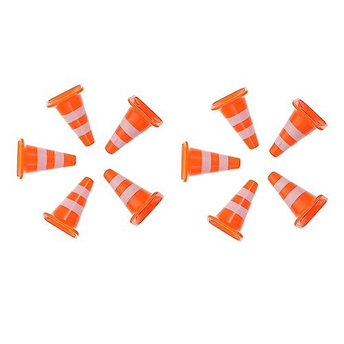 INOOMP 10 Stück Lernspielzeug für Verkehrszeichen kleine Zapfen Sicherheitskegel Straßenkegel DIY -Verkehrszeichen Mini-Straßensperren Simulations-Straßensperren Plastik Orange von INOOMP