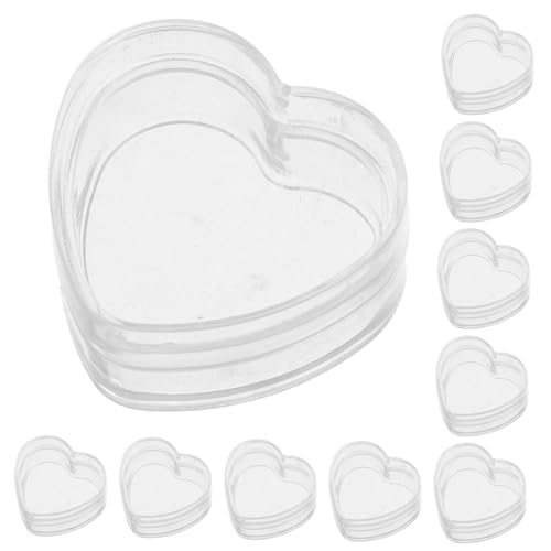 INOOMP 10 Stück Mini Aufbewahrungsboxen Transparent Für Puppenhaus Mini Zubehör Kleine Organizer Aus Kunststoff Miniatur Szenenmodell Transparente Herzförmige Box von INOOMP