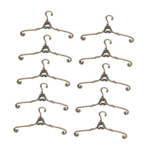 INOOMP 10 Stück Mini-Aufhänger Mini Kleiderbügel Puppenkleider Puppenzubehör Puppenhauspuppe Puppenhaus Kleiderbügel Puppenhaus Puppen Kleiderbügel für Minipuppen Legierung von INOOMP