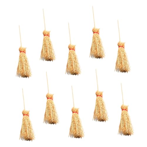 INOOMP 10 Stück Mini Besen Modell Dekoration Hexen Miniatur Besen Miniatur Handbesen Kleiner Besen Miniatur Bastelzubehör Mini Besen Deko Besen Mini Besen Buche von INOOMP