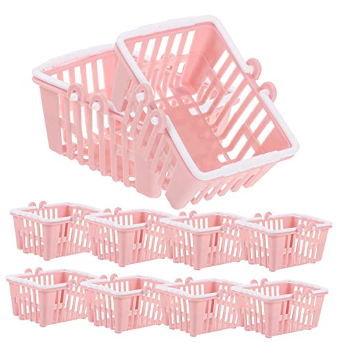 INOOMP 10 Stück Mini Einkaufskorb Miniaturkorb Modell Mini Handkorb Einkaufskorb Mini Korb Modellkorb Kleiner Handkorb Mini Supermarkt Handkorb Rosa Kunststoff von INOOMP