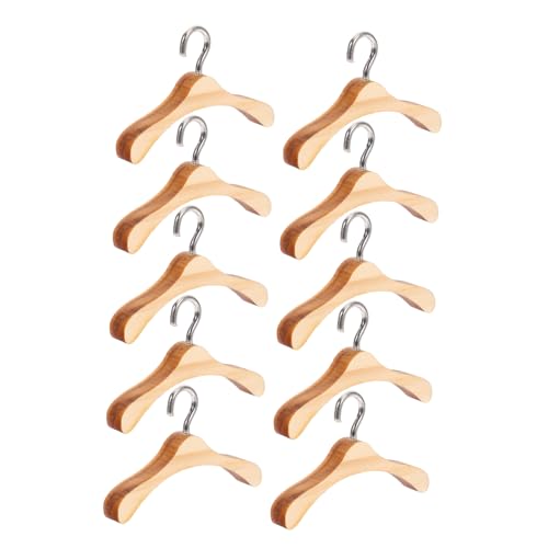 INOOMP 10 Stück Mini -Holzkleidung Rack Puppen kleiderbügel puppenkleiderbügel Kleidungsstück Kleiderbügel für Puppenkleider winzig hölzerner Aufhänger Puppen-Accessoire-Aufhänger Bambus von INOOMP