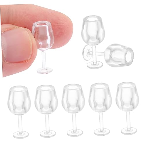 INOOMP 10 Stück Mini Weinglas Mini-puppenbecher Vorgeben Mikro Puppenhaus Tasse Sortiert Klein Stammlos Winzig Gläser Realistisch Miniatur-weinbecher Bunt Mini-zubehör Plastik Weiß von INOOMP