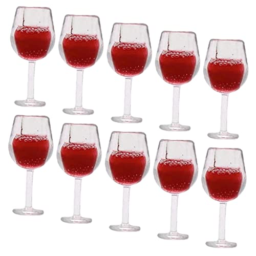 INOOMP 10 Stück Mini Weinglas Miniaturen Puppenhausmöbel winzig am kleinsten Und puppenhauszubehör Miniaturkelch pokale schnapsgläser Mikrobrille Miniatur Weingläser Miniaturgase Harz rot von INOOMP