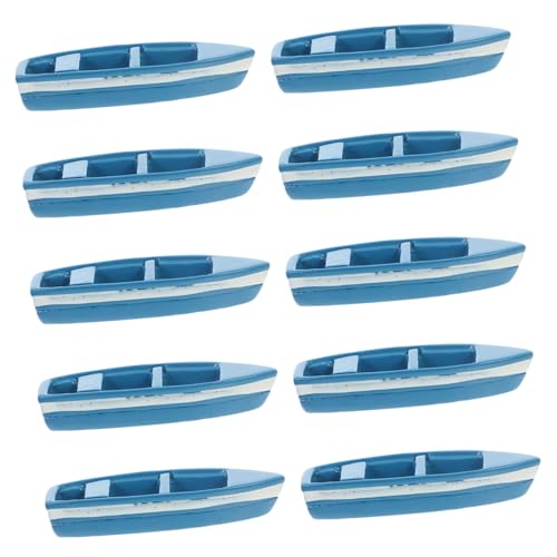 INOOMP 10 Stück Mini-Yacht Boot Bausatz winzig Miniaturen Thema Wasser nautisch Fee deko Yacht-Modell Miniatur-Kanu Miniatur-Puppenhauszubehör Kanu-Statue Kanu-Modell Harz Blau von INOOMP