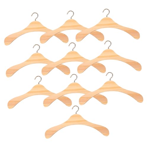 INOOMP 10 Stück Mini -holzkleidung Rack Mini-kleiderbügel Puppenkleidung Puppen-Accessoire-aufhänger Mini -puppenbügel Kleiderständer Für Puppen Miniatur Kleiderbügel Holzig Brown Bambus von INOOMP