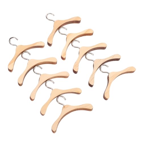 INOOMP 10 Stück Mini -holzkleidung Rack Puppe Kleidung Für Kleidungsstück -kleiderbügel Winzig Zubehör Miniatur Realistisch Klein Bjd Aufhänger Light Brown Hölzern von INOOMP