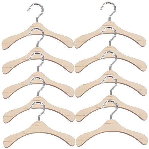 INOOMP 10 Stück Mini -holzkleidung Rack Puppe Unser Kleiderbügel Klein Für Zubehör Aufhänger Brown Bambus von INOOMP