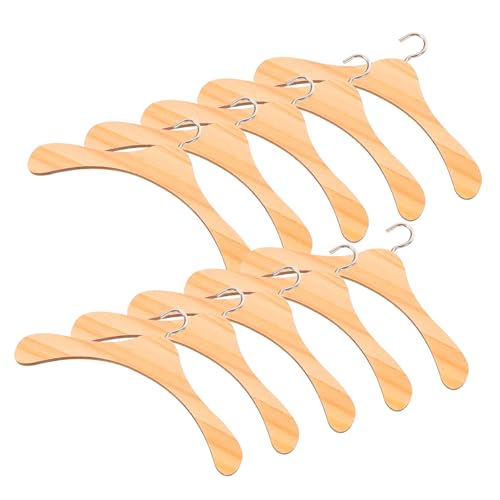 INOOMP 10 Stück Mini -holzkleidung Rack Puppen-Accessoire-aufhänger Mini-kleiderbügelpuppen Miniatur Kleiderbügel Holzig Kleiderbügel Für Puppenkleider Babypuppenkleidung Brown Hölzern von INOOMP