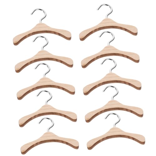 INOOMP 10 Stück Mini -holzkleidung Rack Zubehör -kleiderbügel Wiedergeboren Kleiderbügel Für Puppen Halter Puppenkleidung Babypuppe Puppenkleiderbügel Bjd-Puppe Light Brown Hölzern von INOOMP
