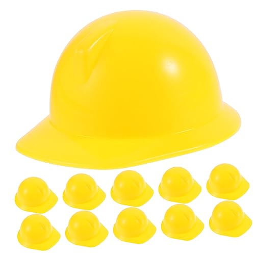 INOOMP 10 Stück Miniatur Bauhelme für Puppen Kunststoff Puppenhelme Kleiner Sicherheitshelme für Spielzeug Dekoration für Puppenhäuser Bunte Minihelme für Kinder von INOOMP