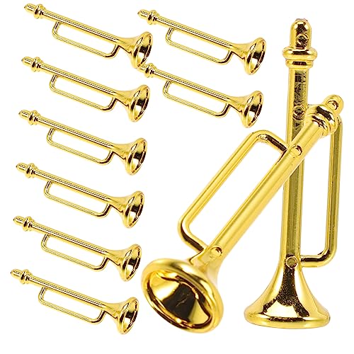 INOOMP 10 Stück Miniatur Musikinstrumente Dekoration Mini-puppenhaus Mit Musikinstrumenten Puppenhaus Musikinstrumente Maßstab 1 12 Trompeten Miniaturen Puppenhaus-trompete Plastik Golden von INOOMP