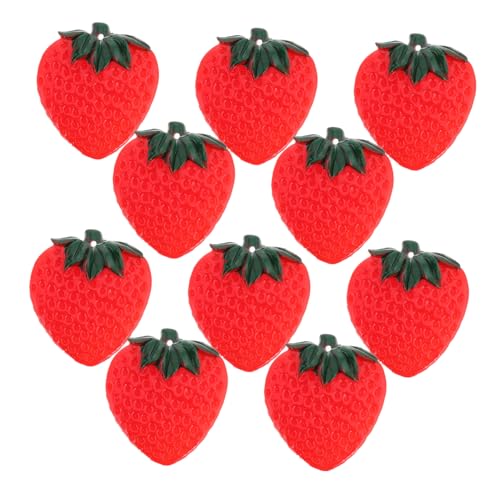 INOOMP 10 Stück Obst-Modell realistische falsche Früchte Erdbeerscheiben dekoratives künstliches Obst künstliche Nahrungsmittel zur Ausstellung Mini-Obstdekor PVC rot von INOOMP