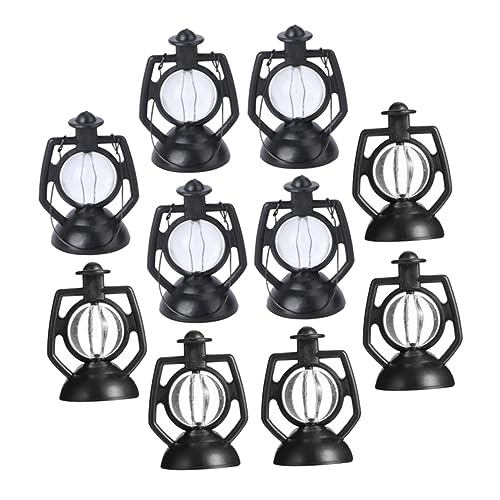 INOOMP 10 Stück Retro Petroleumlampen Ornamente Laterne Mini Puppenmöbel Kinderspielzeug Miniatur Szenenzubehör Puppenhaus Petroleumlampen Gefälschte Petroleumlampen Retro Foto von INOOMP