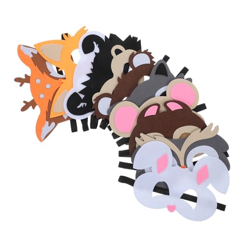 10 Stück Teiliges Tiermasken aus Filz für Cartoon Dschungeltiere Reh Panda Kaninchen Bär Kostümpartys Geburtstagsfeiern und Halloween Dekoration von INOOMP