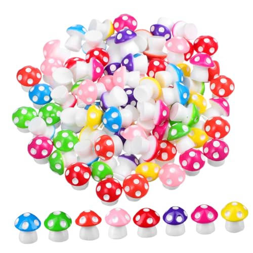 INOOMP 100 Stück Miniaturspielzeug Miniaturgartenfigur kleine Pilze zum Basteln Pilz-Party-Dekorationen Mini-Pilz Miniaturfigur Miniaturdekor Mini-Gartenfiguren Pilze basteln Harz von INOOMP