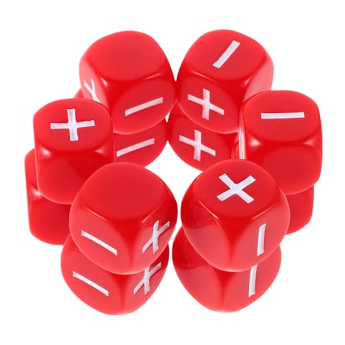 INOOMP 12 Stück Additions Und Subtraktionssymbolwürfel Mathematik Lehrmittel Große Würfel Für Tisch Mathespiele Kleine Würfel Klassenzimmer Spielwürfel Lernwürfel Acryl Rot von INOOMP