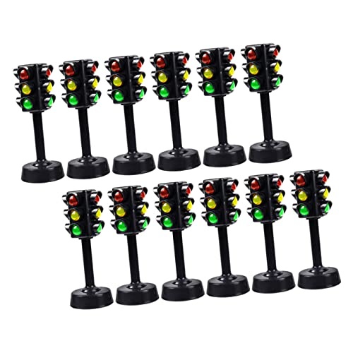 INOOMP 12 Stück Ampelspielzeug Miniatur Verkehrsschild LED Modelllampe Kleinkindspielzeug Mini Stopplicht Kreuzungslicht Kleinkind Lichtspielzeug Mini Verkehrszeichen von INOOMP