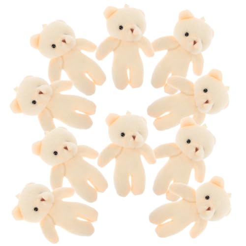INOOMP 12 Stück Mini-bärpuppe Miniatur Ausgestopfte Bären Masse Kleiner Bär Aus Plüsch Karikatur Empfindlich Mini-plüschtiere Masse Dekorationen Kleine Bären Plüschig Tragen Creme Stoff von INOOMP