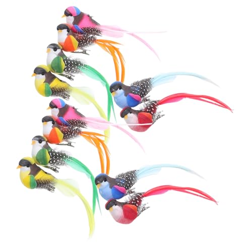 INOOMP 12stücke Realistische Vogeldekoration Gefiederte Simulationsfigur Künstliche Vogelornamente Mit Clips Für Baumdeko Garten Hochzeitskranze von INOOMP