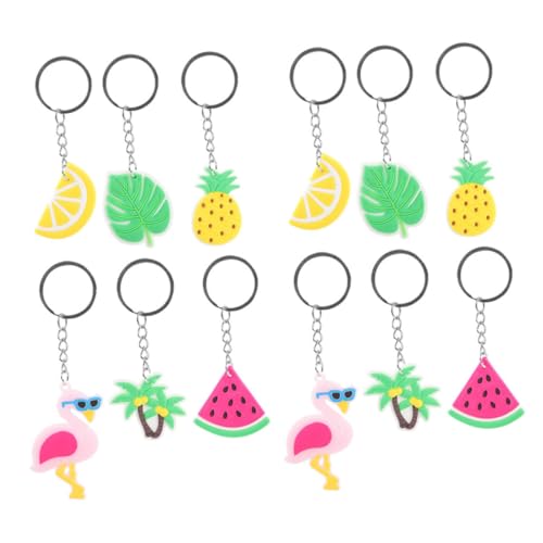 INOOMP 12 Stück Teiliges Sommer Schlüsselanhänger mit Tropischen Hawaii Motiven Leichte Farbechte Schlüsselanhänger Anhänger als Hängende Dekorationen für Taschen und Schlüsselbund von INOOMP