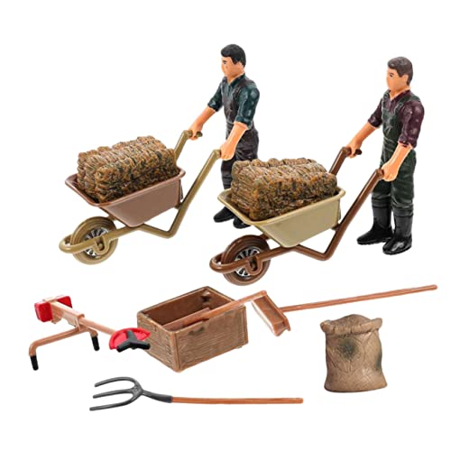 INOOMP Miniatur Bauernhof Spielzeug Satz 12 Stücke Realistische Figuren und Zubehör für Kinder Hochsimulierte Gartengeräte für Kleiner und Mikrolandschaften von INOOMP