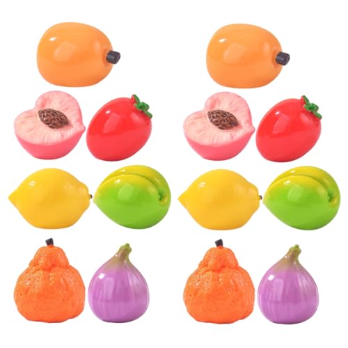 INOOMP 14 Stück Miniatur Obstfiguren Aus Kunstharz Verschiedene Lebensechte Früchte Puppenhaus Zubehör Künstliche Früchte Zum Basteln Mikro Landschafts Foto Requisiten von INOOMP