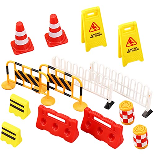 INOOMP 14 Stück Verkehrszeichen Spielzeugschilder Party Straße Kinderspielzeug Kleinkinder Straßensperren Verkehrsabsperrungsspielzeug Baukegel Absperrungsschild Outdoor von INOOMP